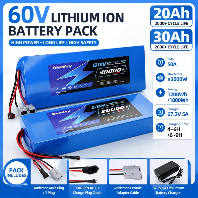 60V 30Ah 21700 Battery Pack - Bateria de Lítio Aleaivy 60V 20AH