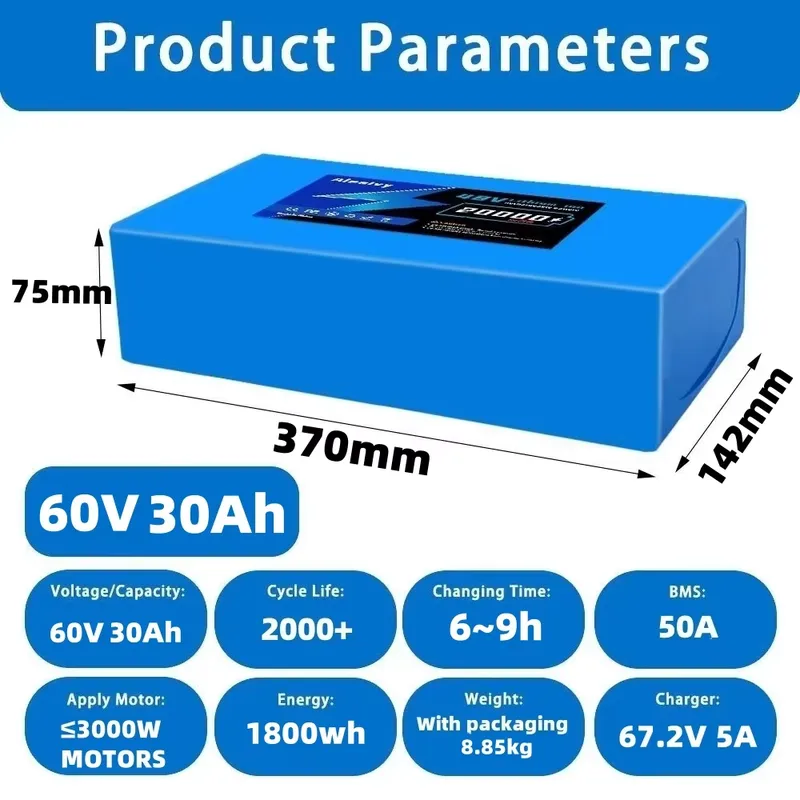Bateria de Lítio Aleaivy 60V 2 - 60V 30Ah 21700 Battery Pack avaliação e preço