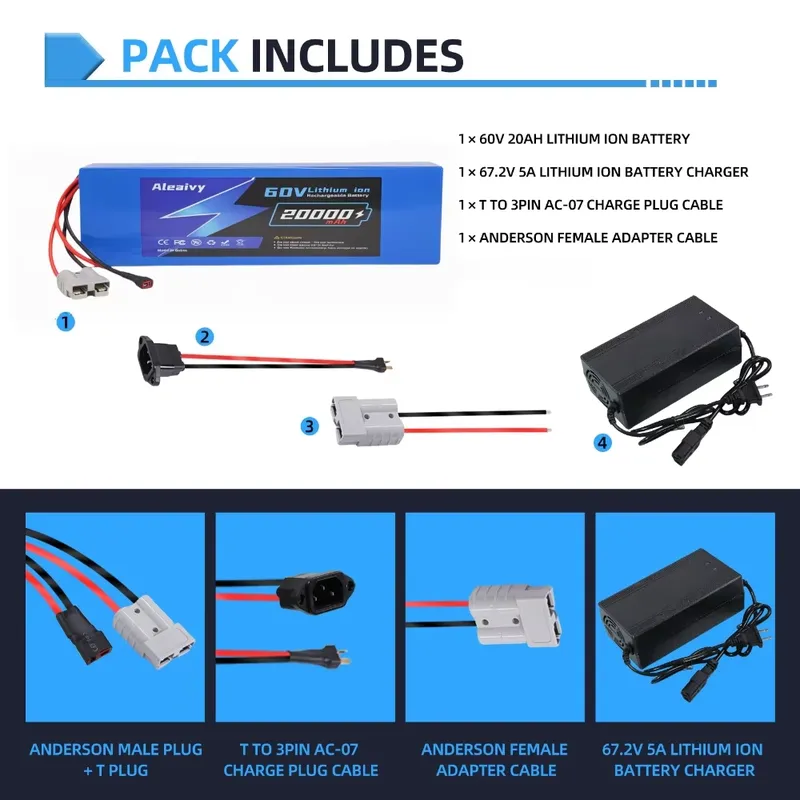 Bateria de Lítio Aleaivy 60V 2 - 60V 30Ah 21700 Battery Pack avaliação e preço